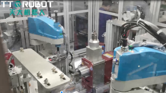 锂电池中段焊接工艺SCARA取放料超声波焊接_天太机器人
