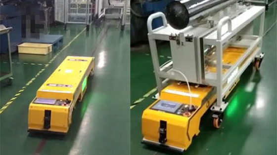 潜伏牵引式AGV晶棒升降搬运车物料自动化转运项目案例视频_汇聚