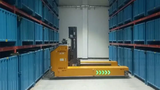 OMV智能前移叉车物料搬运自动出入库项目案例视频_汇聚